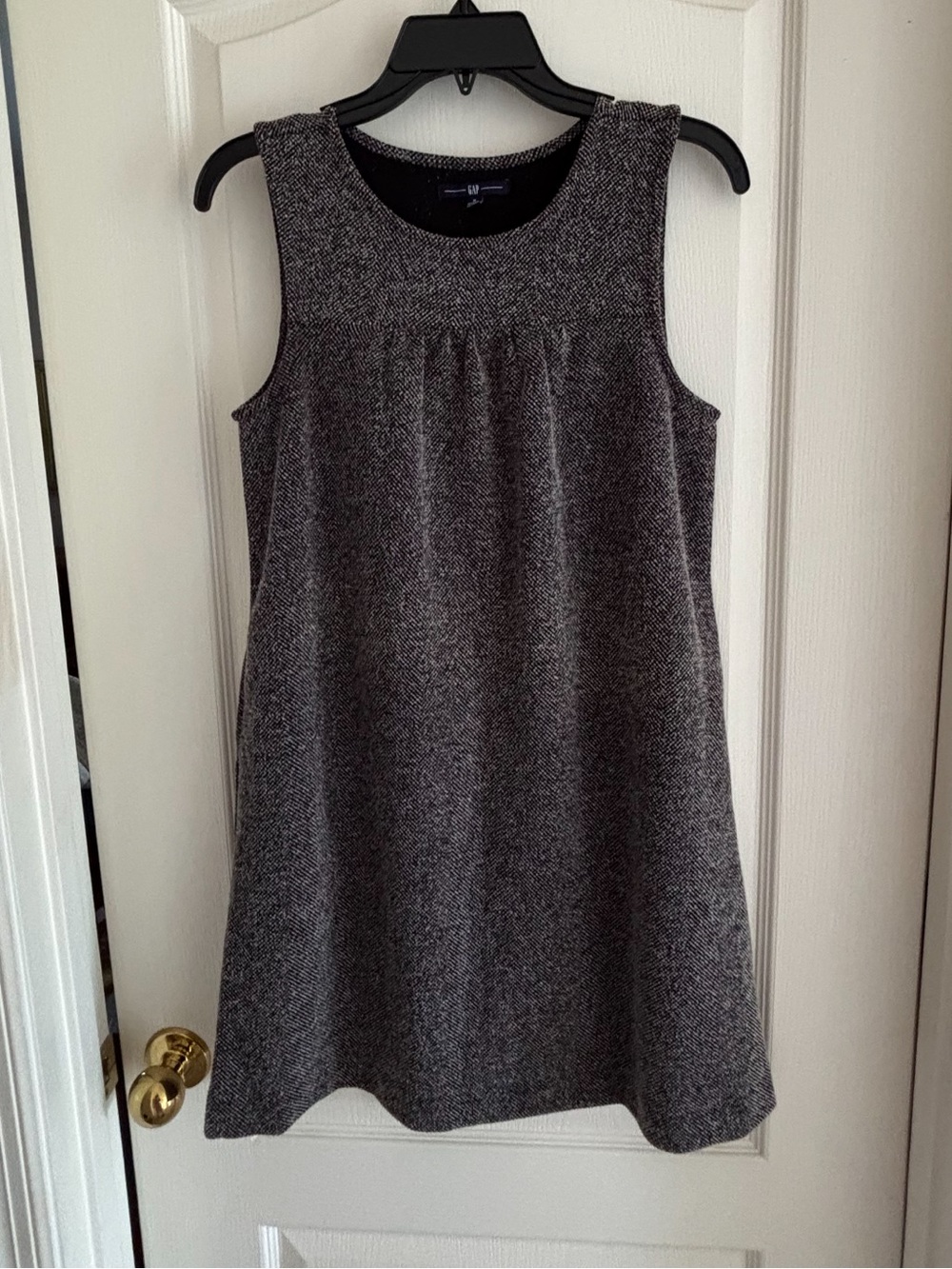 GAP sz Small S Sleeveless Tweed Black Gray Mini Dress sleeveless academia preppy